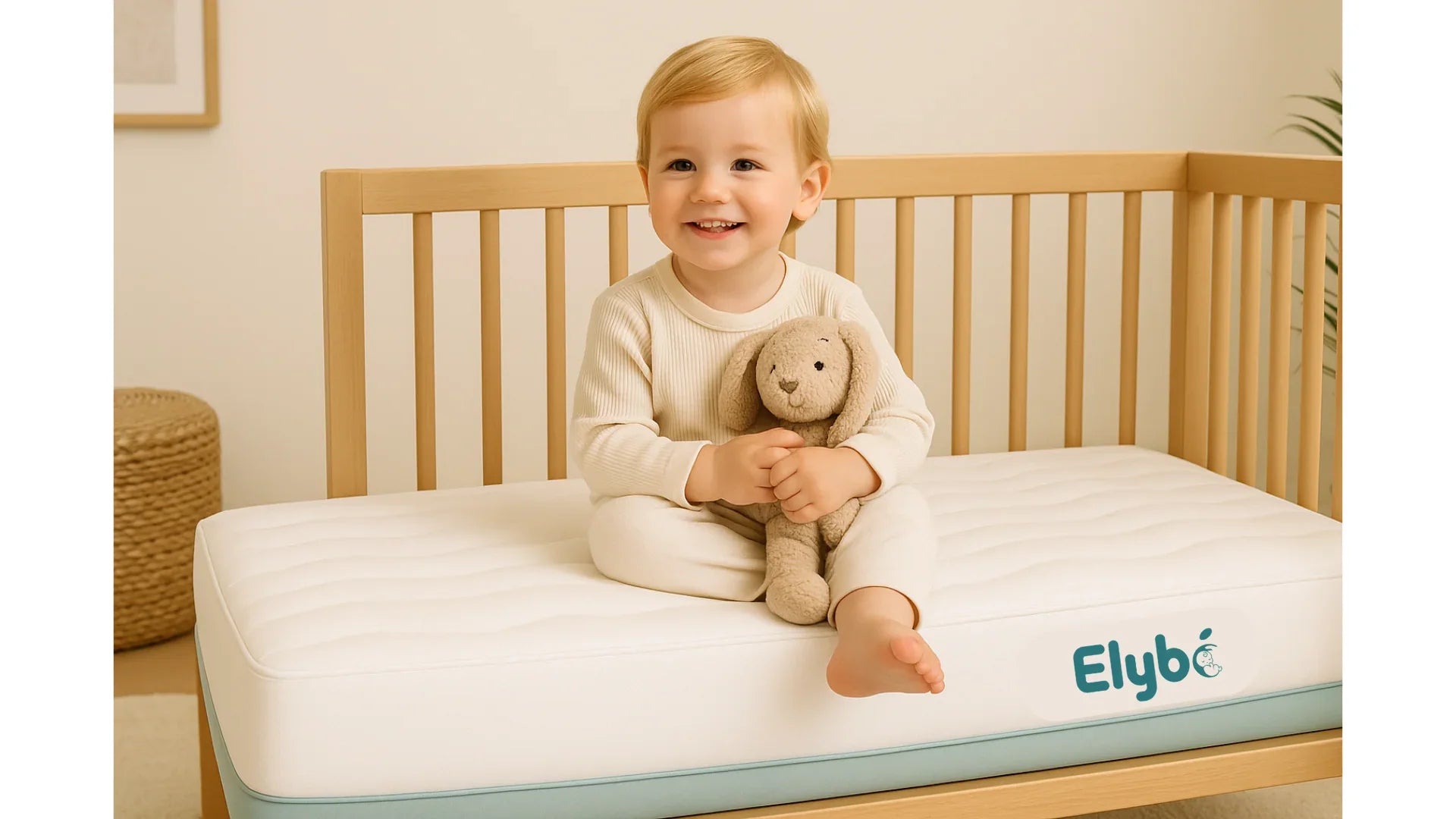 Matelas Bébé Elybé - 60 x 120 cm - 100% Coton